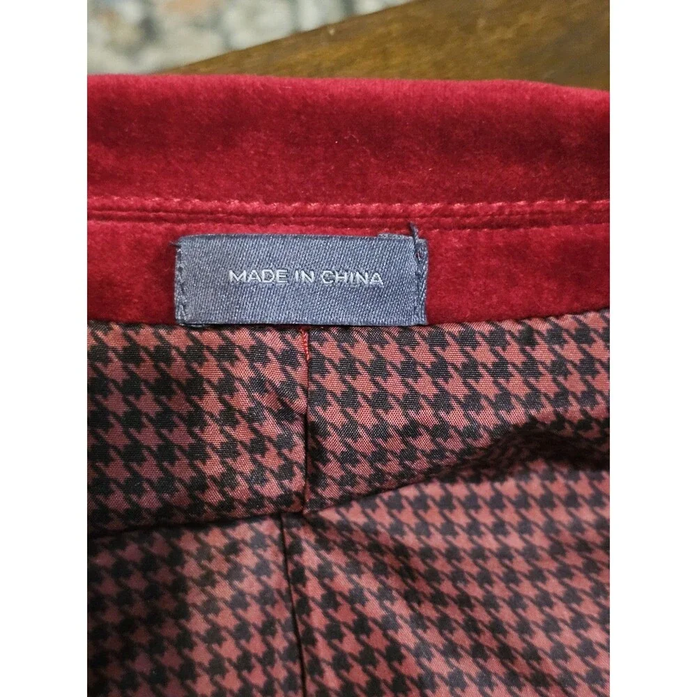 Madison Slim Fit Luxe Velvet Blazer Men's 54L Red Burgundy Jacket Coat Cotton